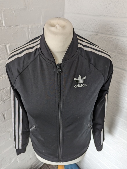 Adidas Originals Full Zip Track Top - Size 6 - Black & White - P2P 17" - Picture 2 of 8
